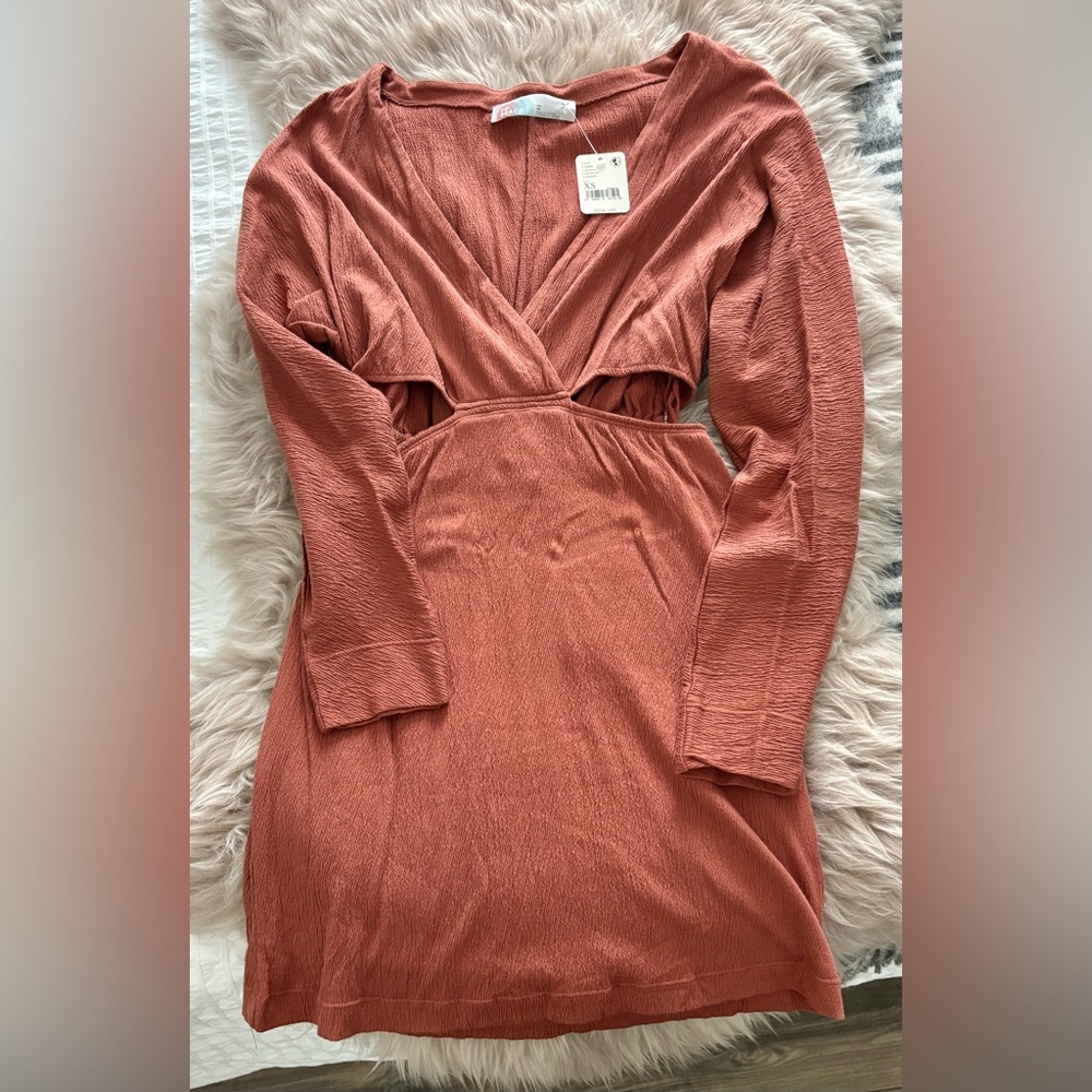 NWT Free People Side Cut Out Long Sleeve Dress